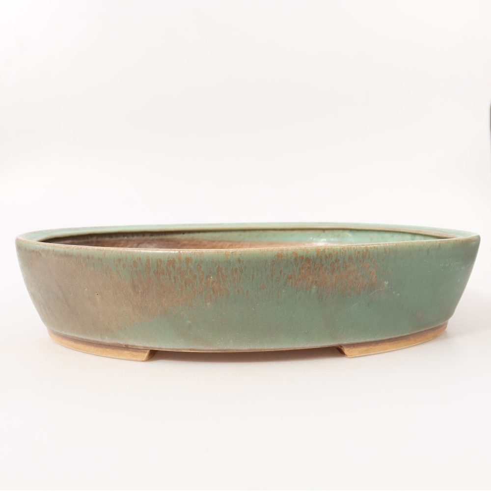 Bonsaischaal van keramiek 31,5 x 27,5 x 6 cm, groen