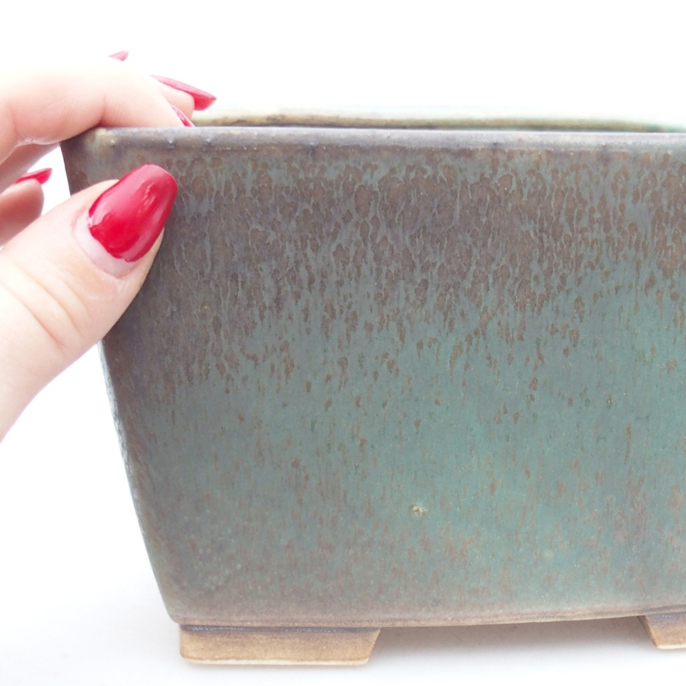 Bonsaischaal van keramiek 16 x 16 x 10 cm, groen