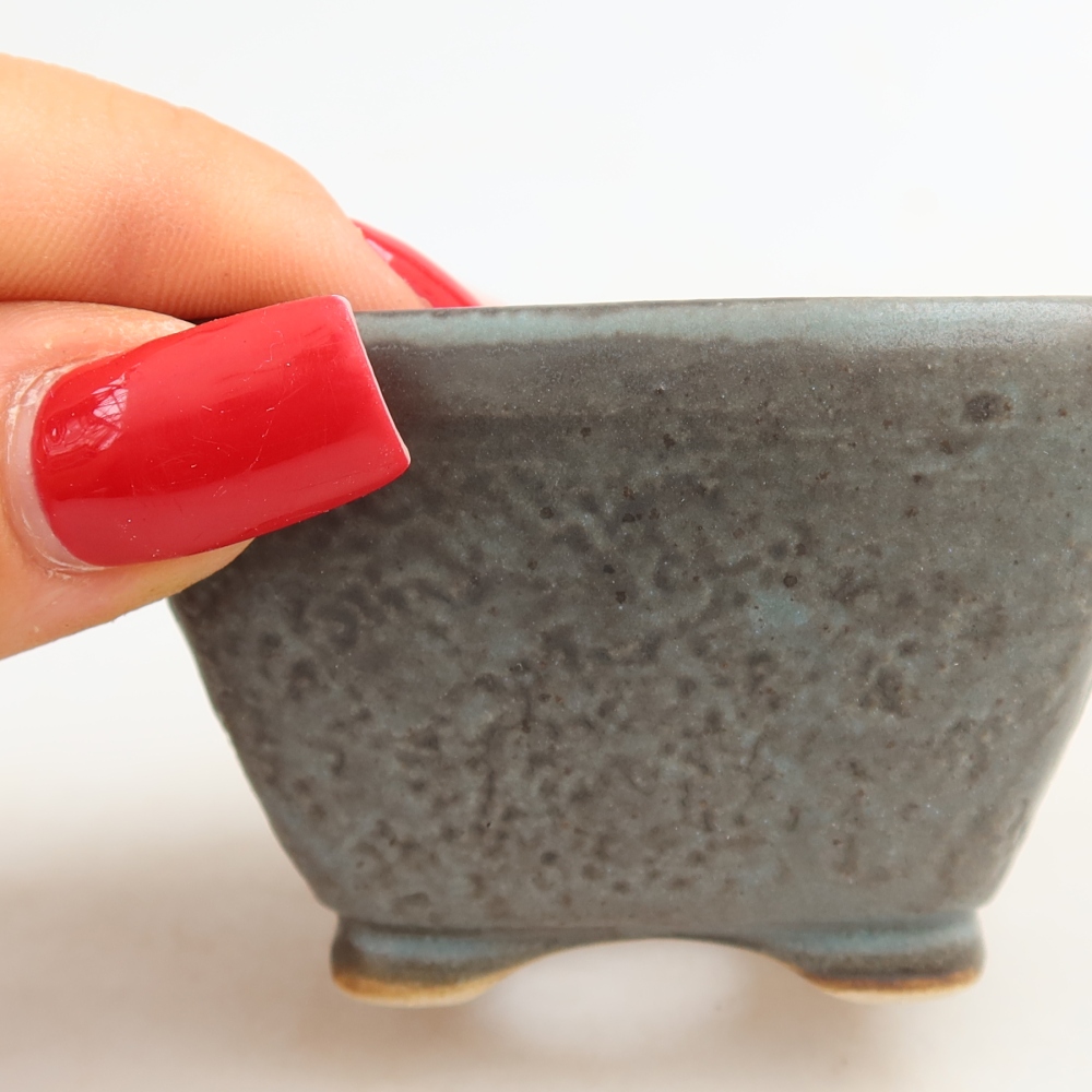 Keramische bonsaischaal 6 x 6 x 4 cm, kleur: blauw