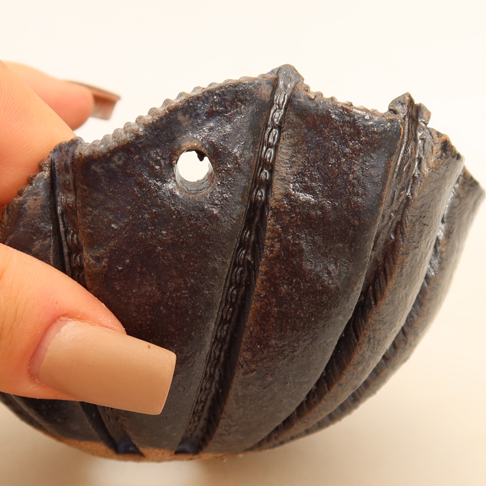 Keramische schaal voor kokedama, 10,5 x 10 x 7 cm, kleur: blauw