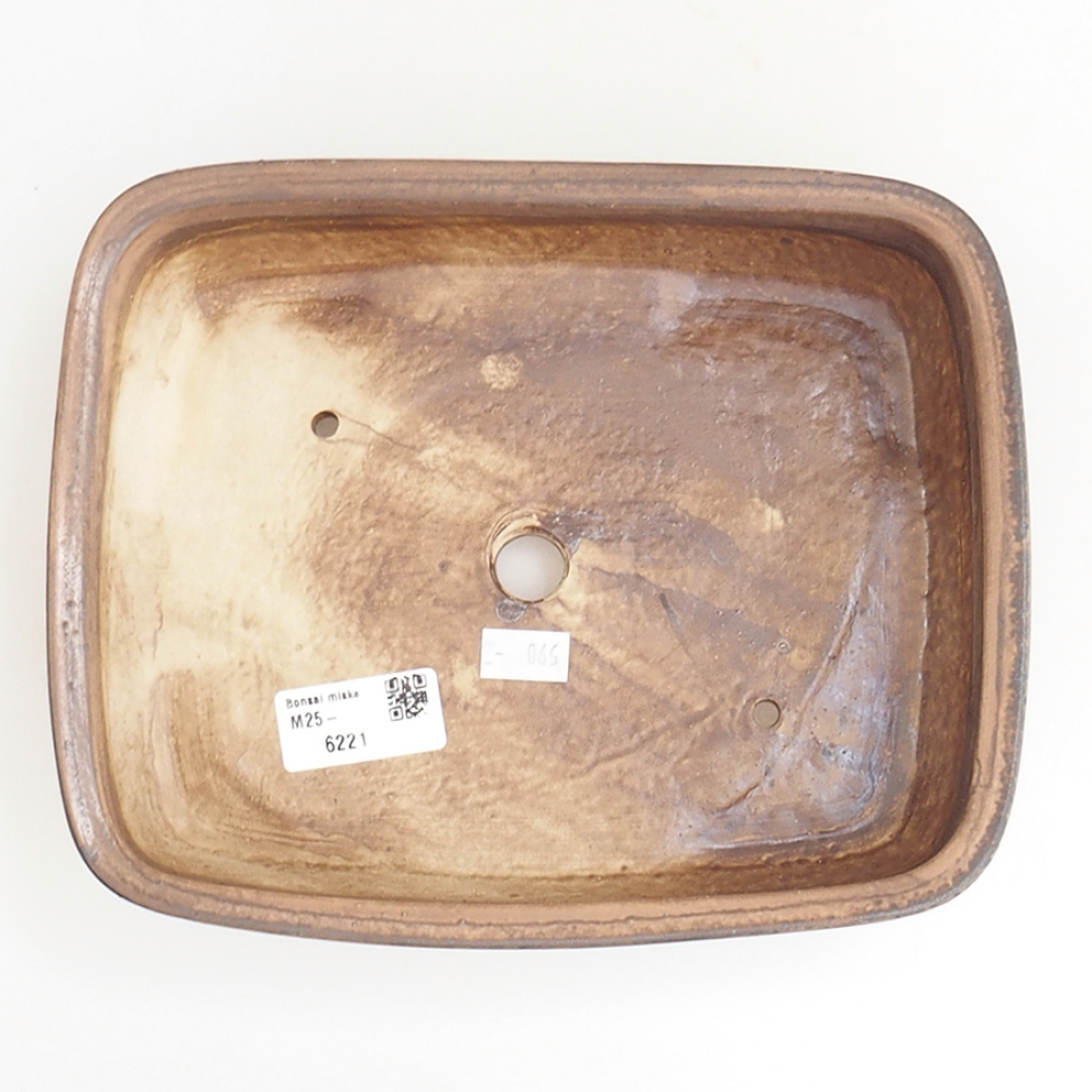 Bonsaischaal van keramiek 21,5 x 17,5 x 5,5 cm, bruin