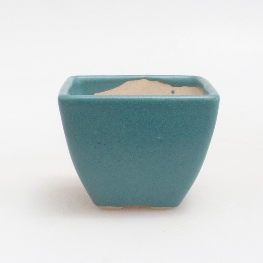 Bonsaischaal van keramiek 6,5 x 5,5 x 4 cm, kleur blauw
