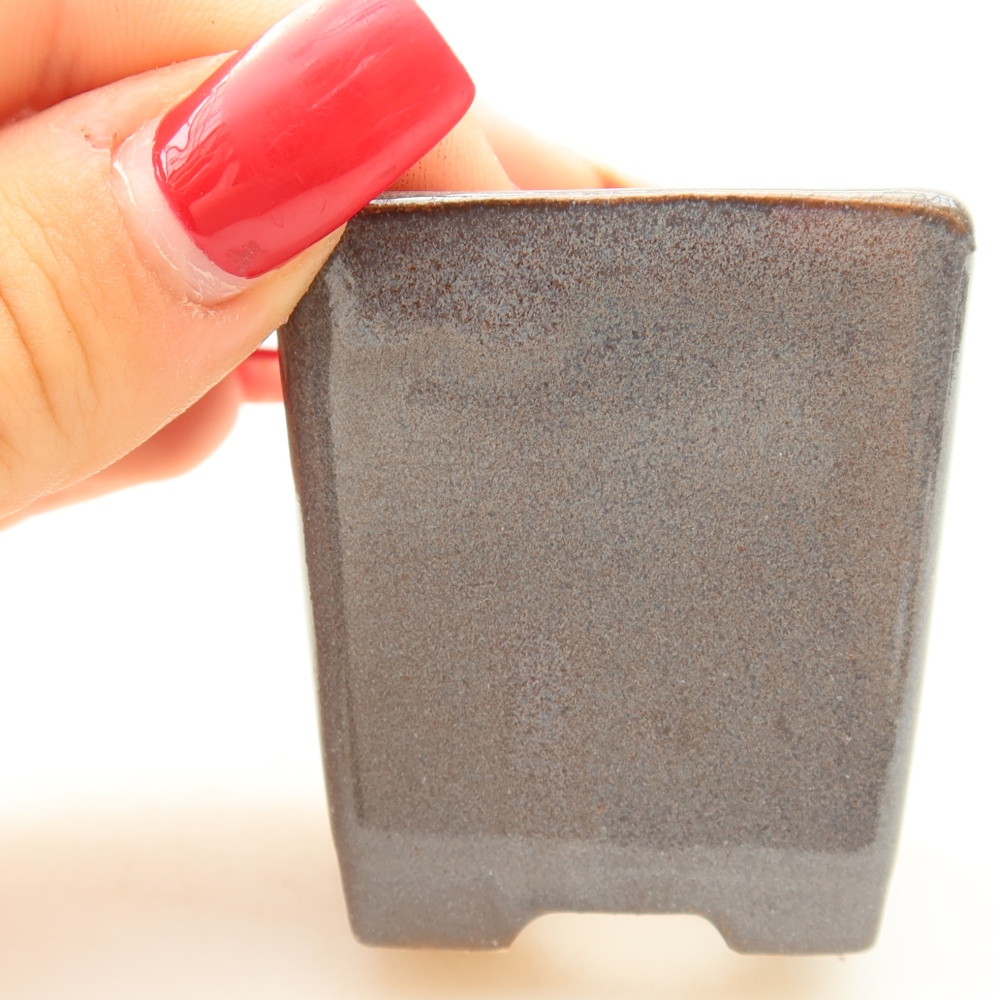 Keramische bonsaischaal 4,5 x 4,5 x 5 cm, kleur grijs