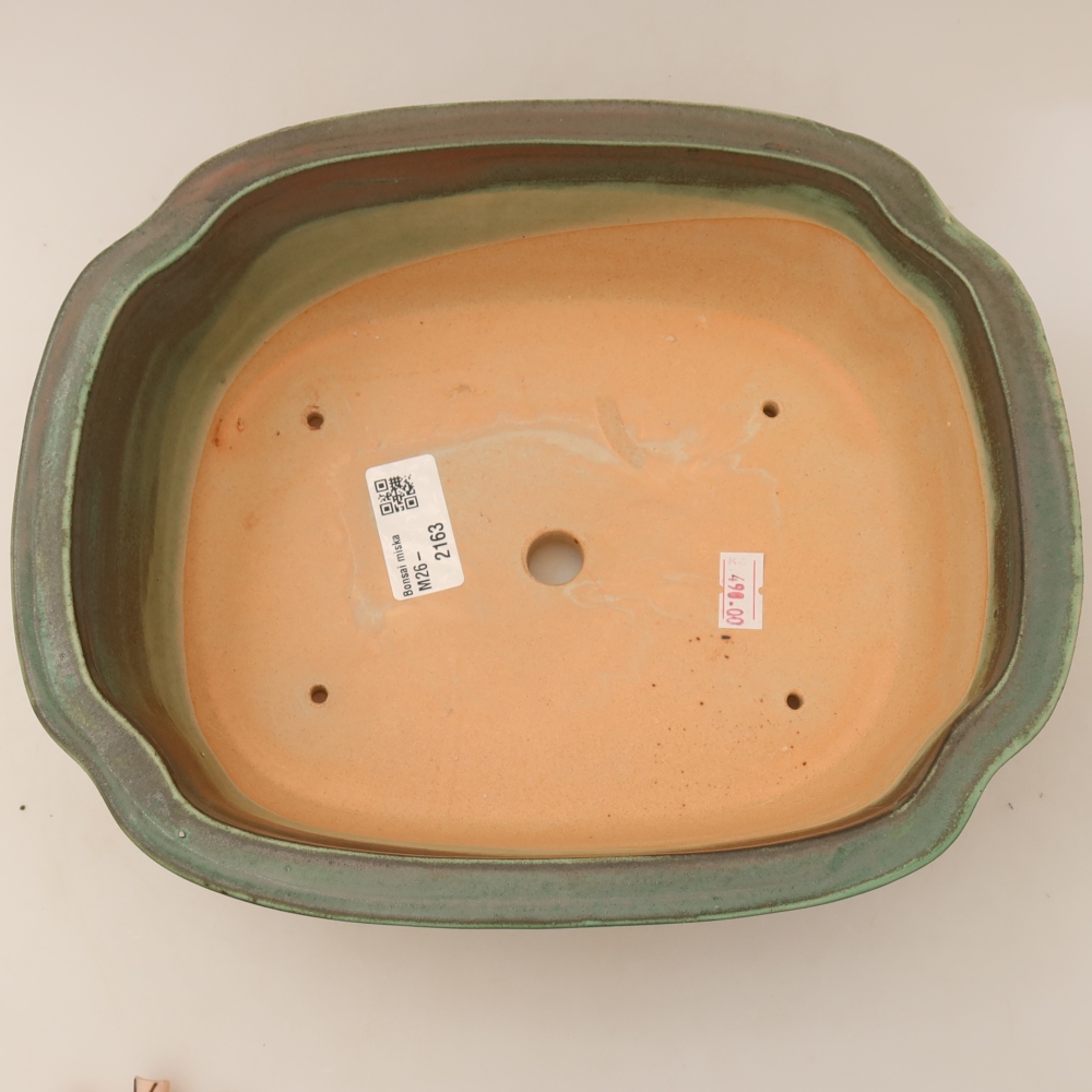Keramische bonsaipot 24,5 x 21 x 7,5 cm, kleur groen