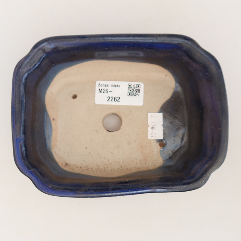 Bonsaischaal van keramiek 15,5 x 12 x 4,5 cm, kleur blauw