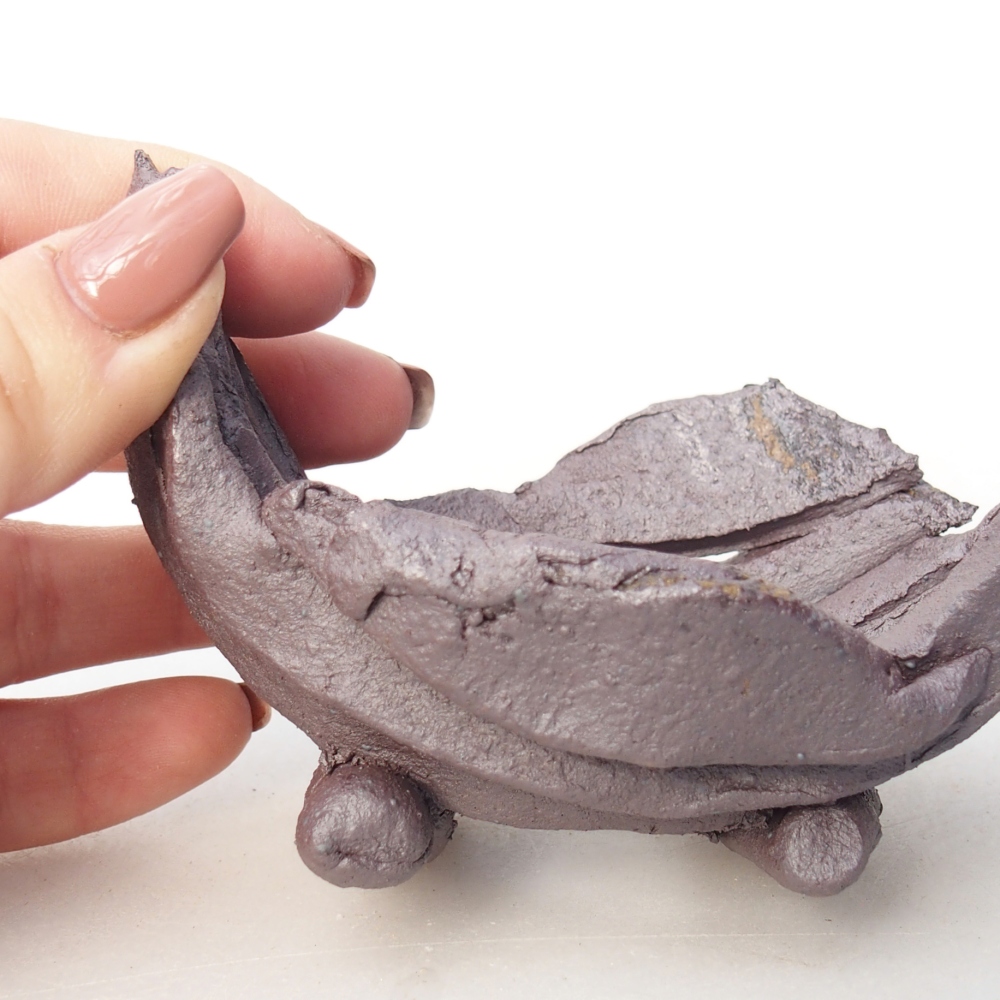 Keramische schaal 10 x 7,5 x 7 cm , metaalkleur