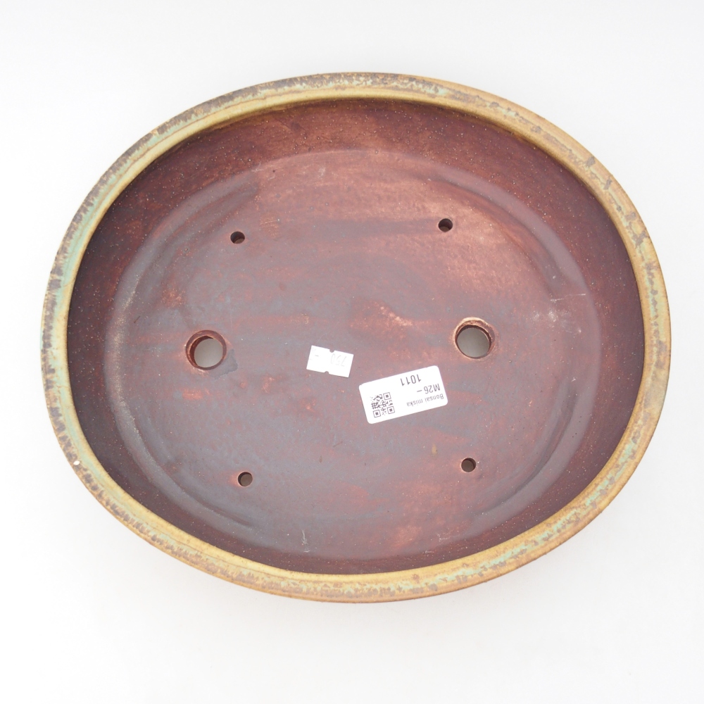 Bonsaischaal van keramiek 28 x 24,5 x 6 cm, groen