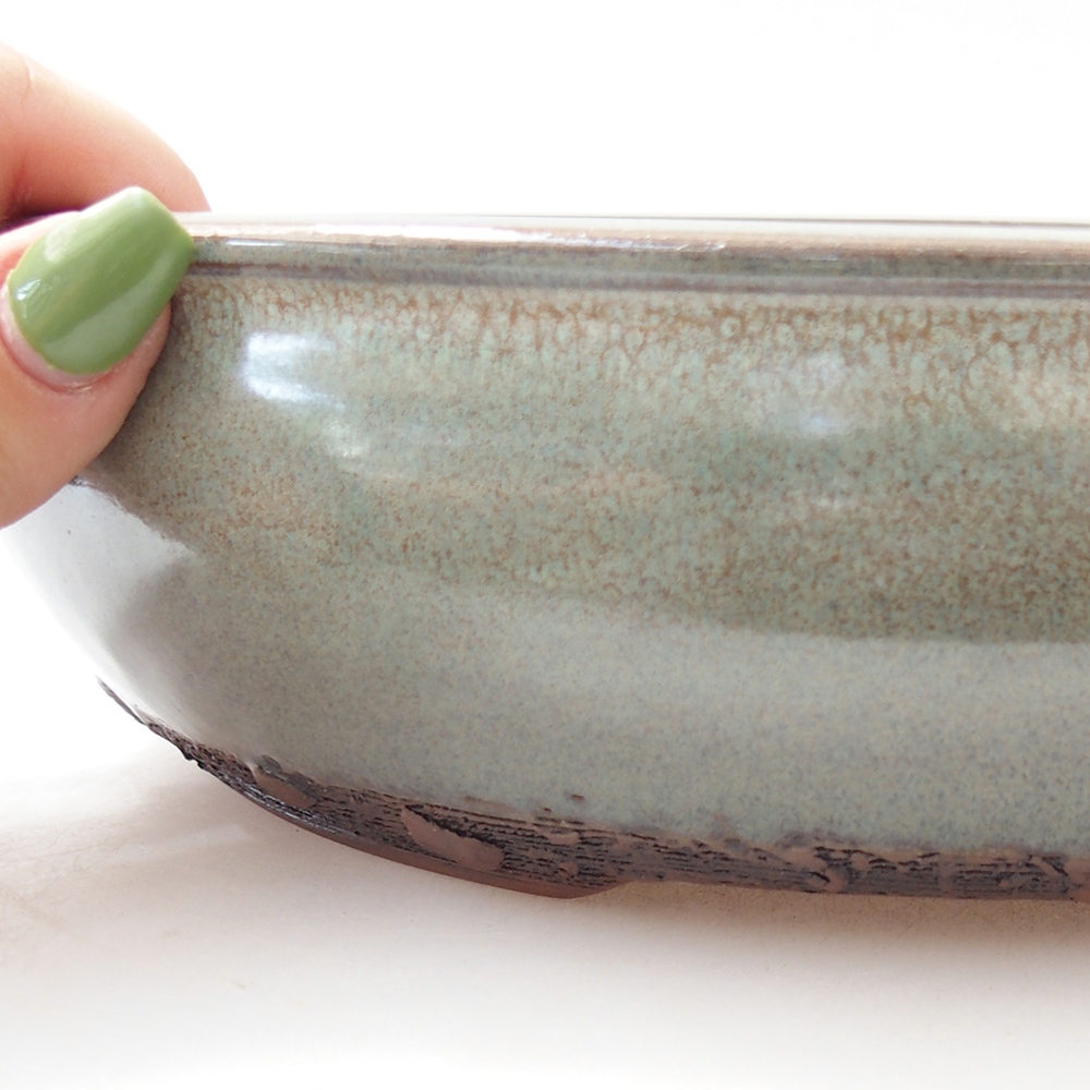 Bonsaischaal van keramiek 24,5 x 24,5 x 6,5 cm, groen