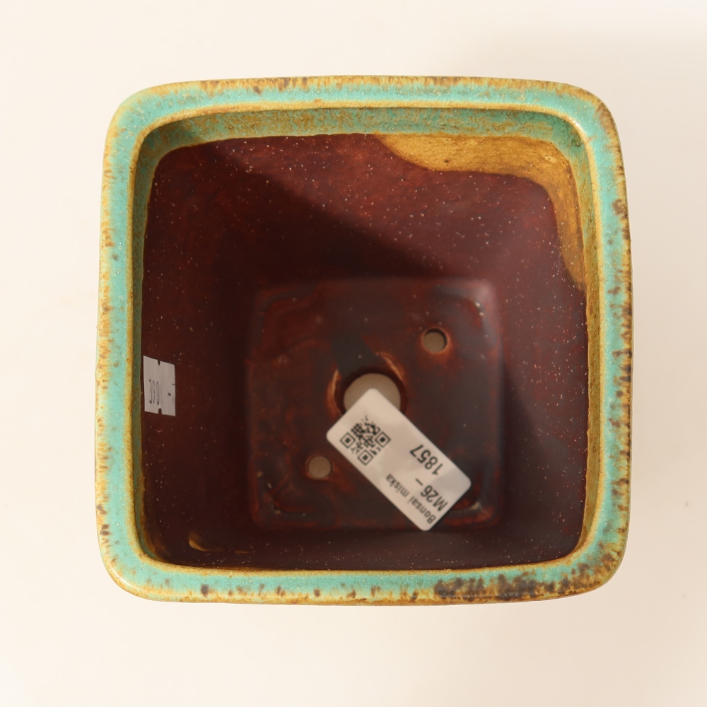 Keramische bonsaipot 10,5 x 10,5 x 12 cm, kleur groen