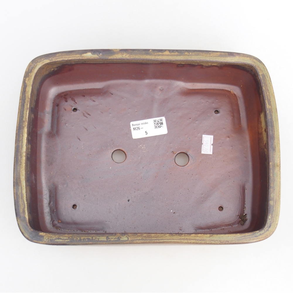 Bonsaischaal van keramiek 26,5 x 20,5 x 7 cm, groen