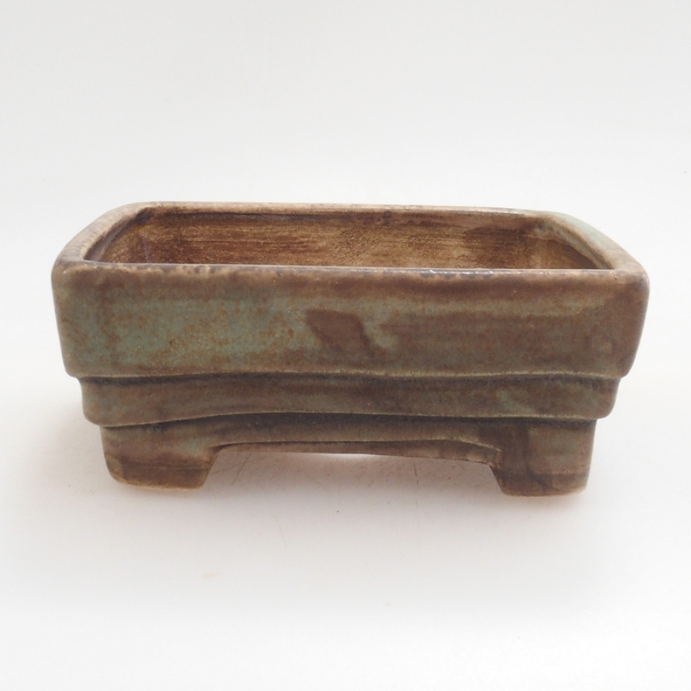 Bonsaischaal van keramiek 10 x 8,5 x 4 cm, bruin