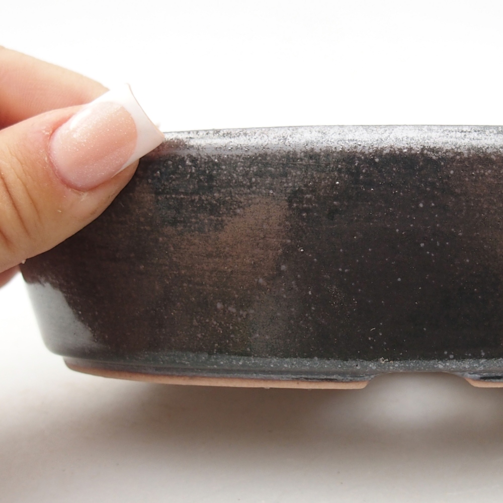 Bonsaischaal van keramiek 16,5 x 11,5 x 4,5 cm, metaalkleur