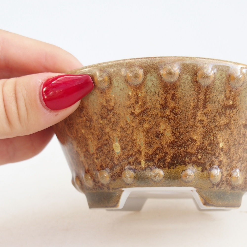 Bonsaischaal van keramiek 10,5 x 10,5 x 5 cm, bruin