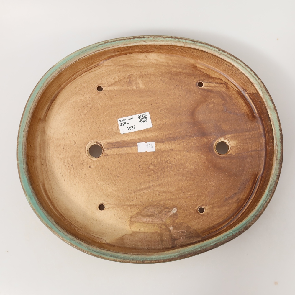 Keramische bonsaipot 30,5 x 26,5 x 4 cm, kleur groen
