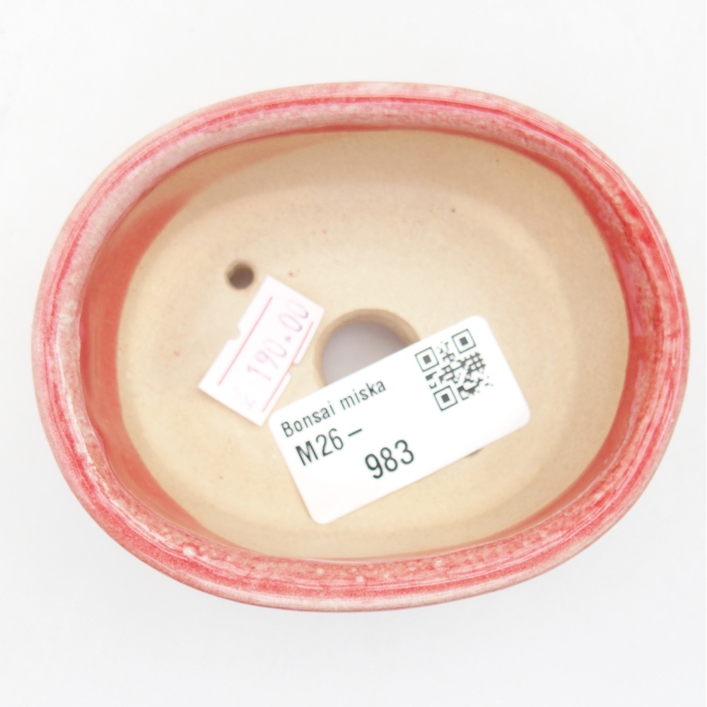 Bonsaischaal van keramiek 9 x 7,5 x 3,5 cm, kleur rood