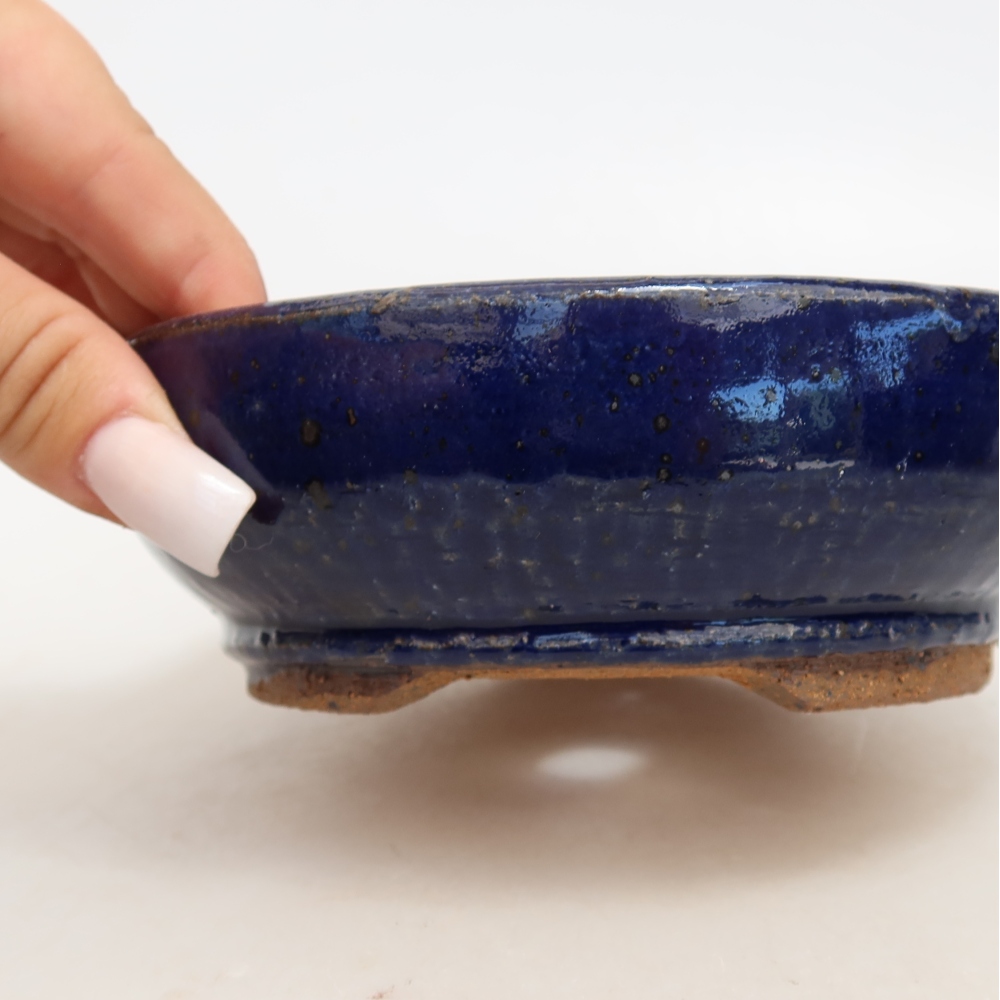 Keramische bonsaipot 14,5 x 14,5 x 4,5 cm, kleur: blauw