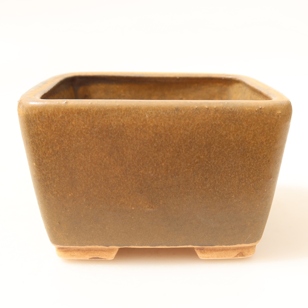 Bonsaischaal van keramiek 8,5 x 8,5 x 5,5 cm, bruin