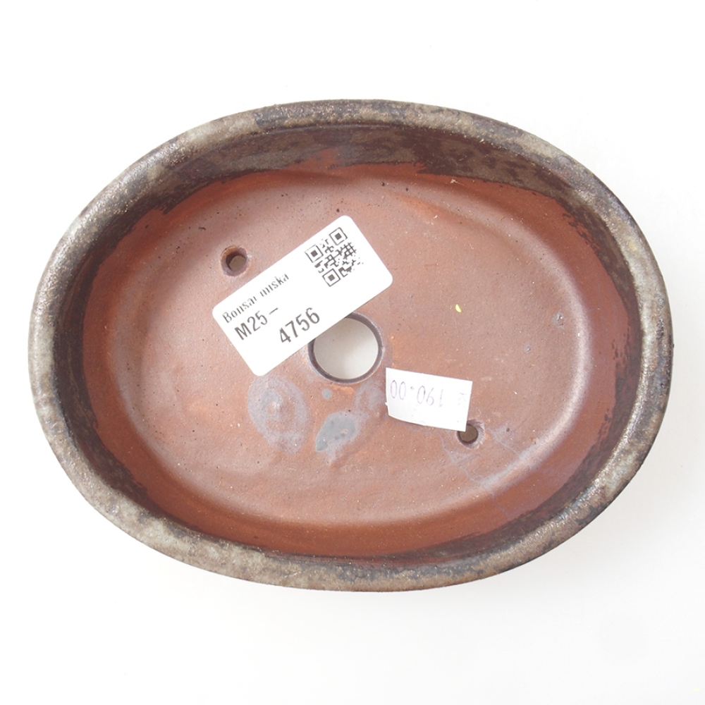 Bonsaischaal van keramiek 13,5 x 10,5 x 3,5 cm, bruin