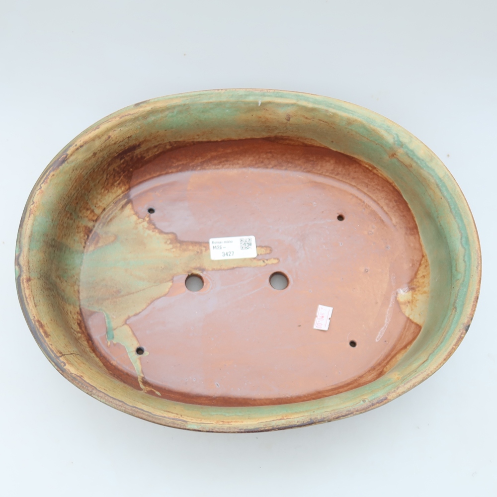 Keramische bonsaipot 36 x 28 x 8,5 cm, kleur bruingroen