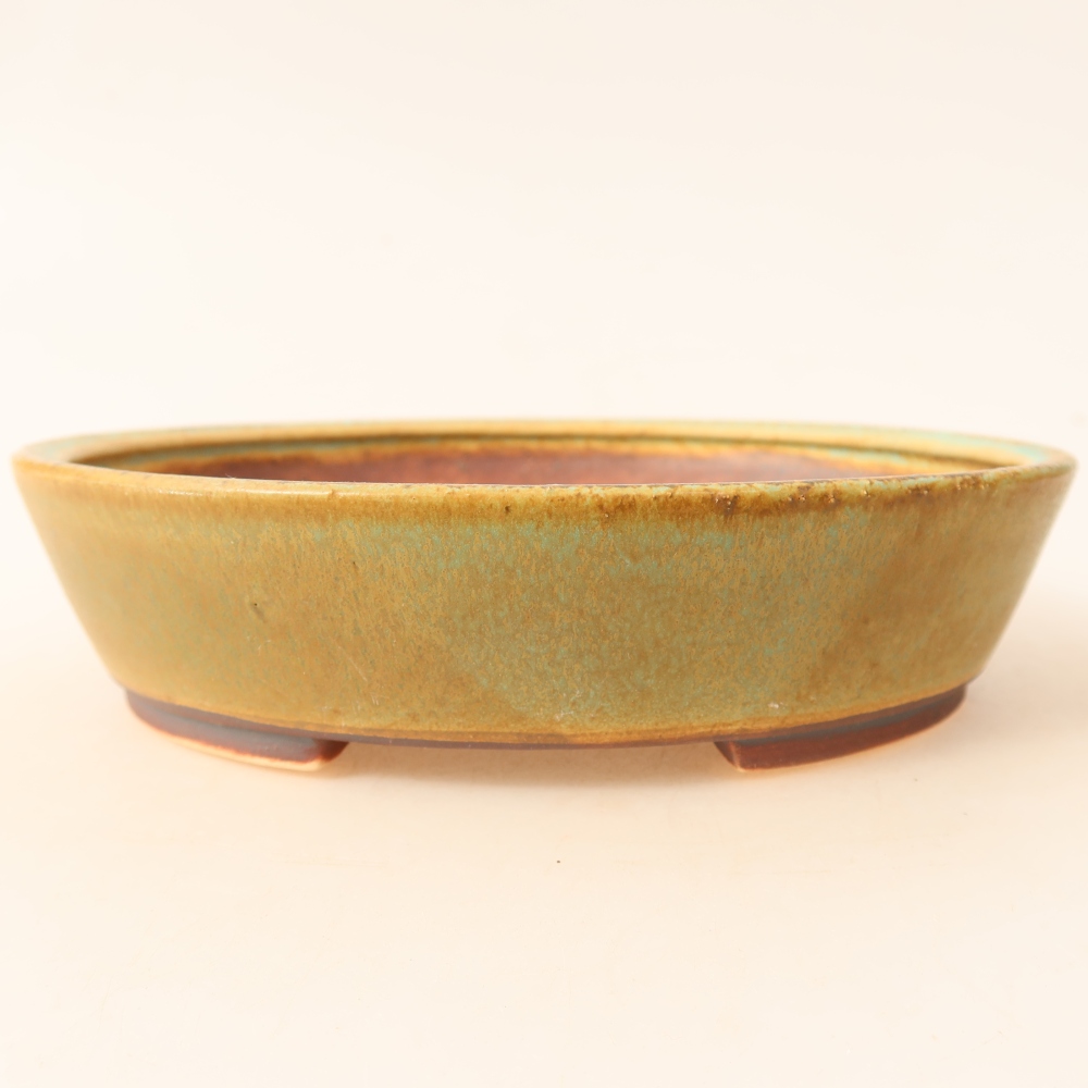 Bonsaischaal van keramiek 18,5 x 16,5 x 4,5 cm, groen