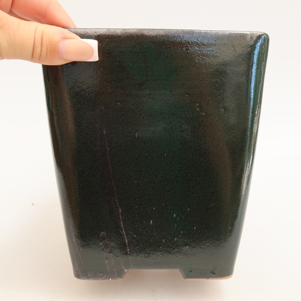 Bonsaischaal van keramiek 13,5 x 13,5 x 15 cm, groen