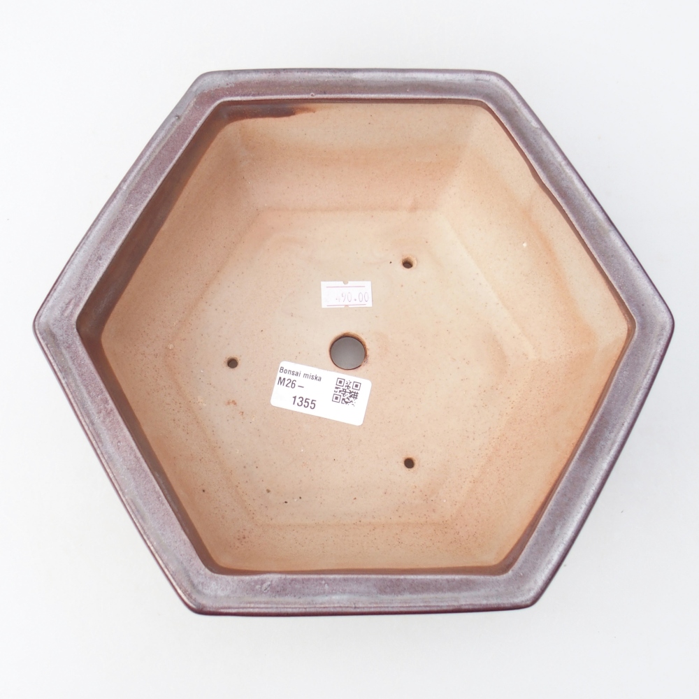 Bonsaischaal van keramiek 24 x 21 x 7,5 cm, kleur bordeauxrood