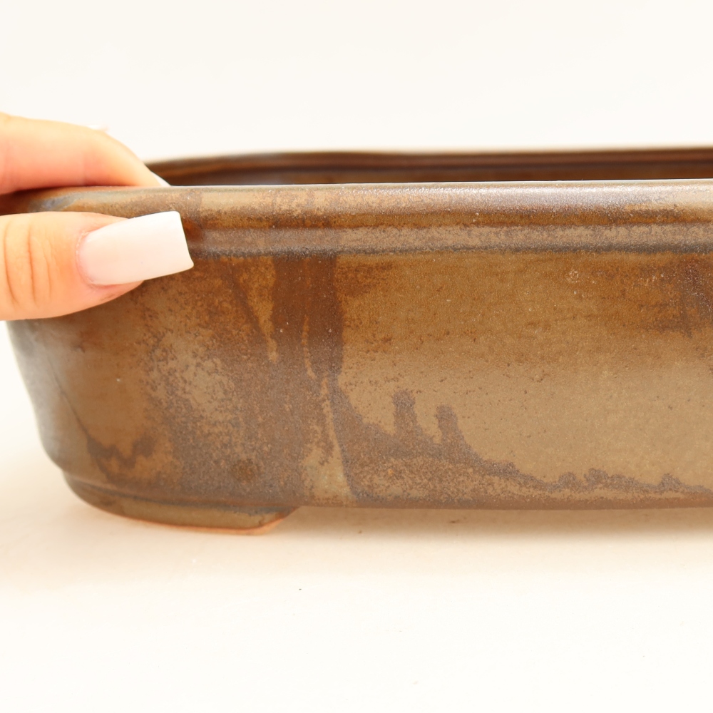 Bonsaischaal van keramiek 31,5 x 24 x 8 cm, bruin