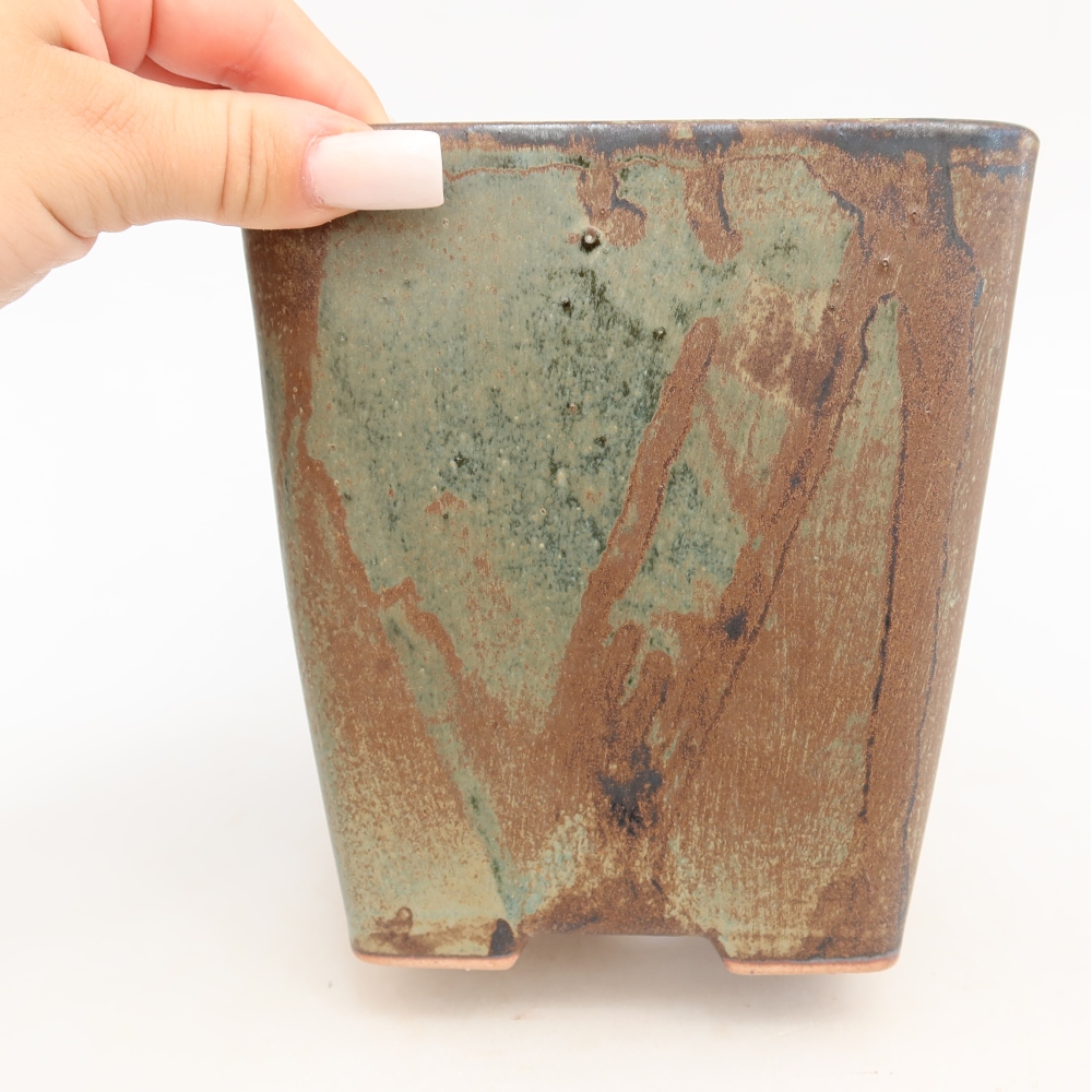 Bonsaischaal van keramiek 14 x 14 x 15 cm, bruin
