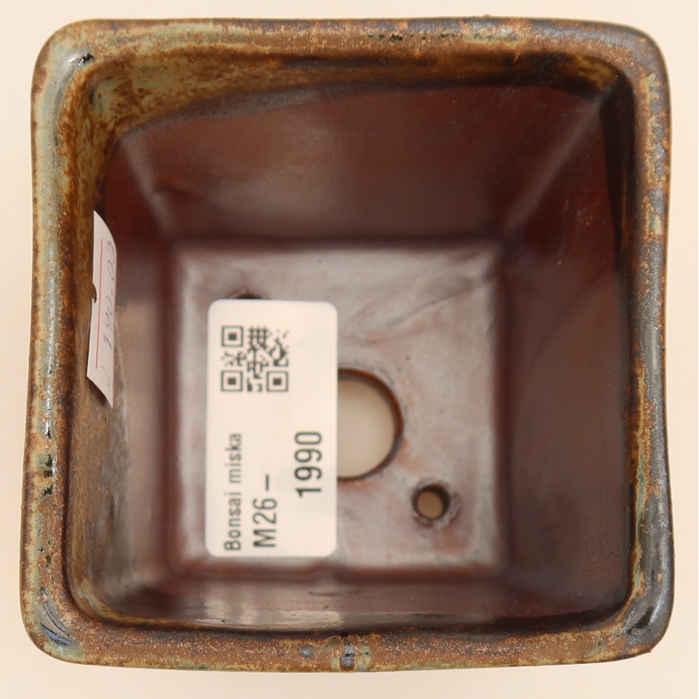 Keramische bonsaipot 7,5 x 7,5 x 6,5 cm, kleur bruin