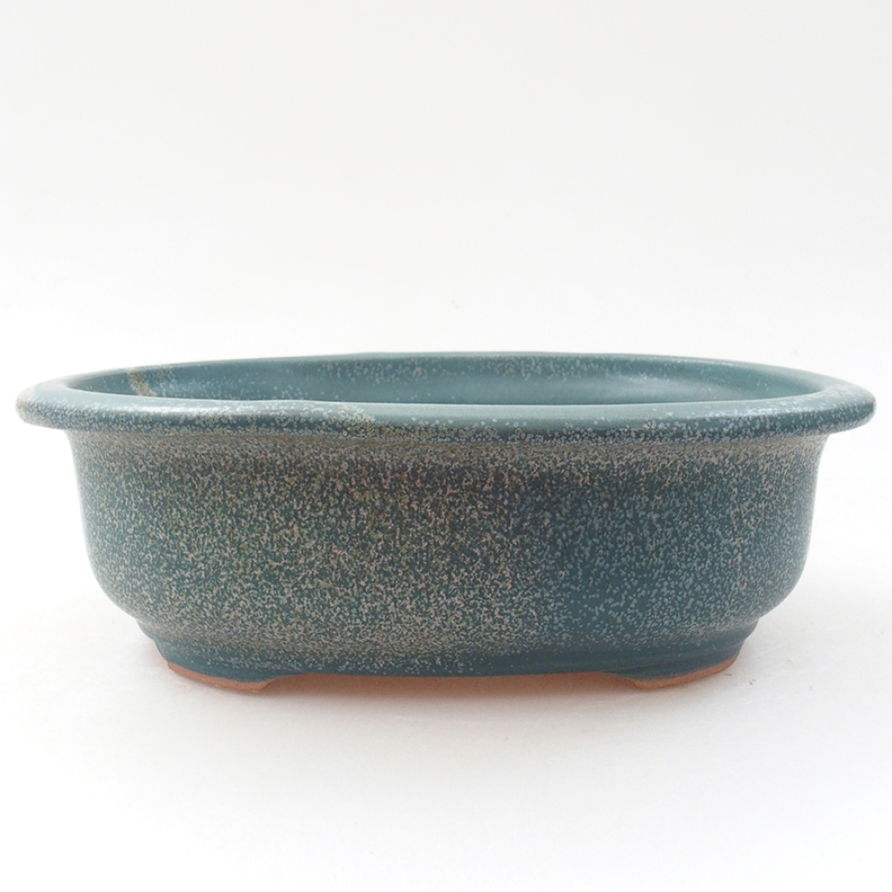 Bonsaischaal van keramiek 18 x 14,5 x 6 cm, kleur blauw