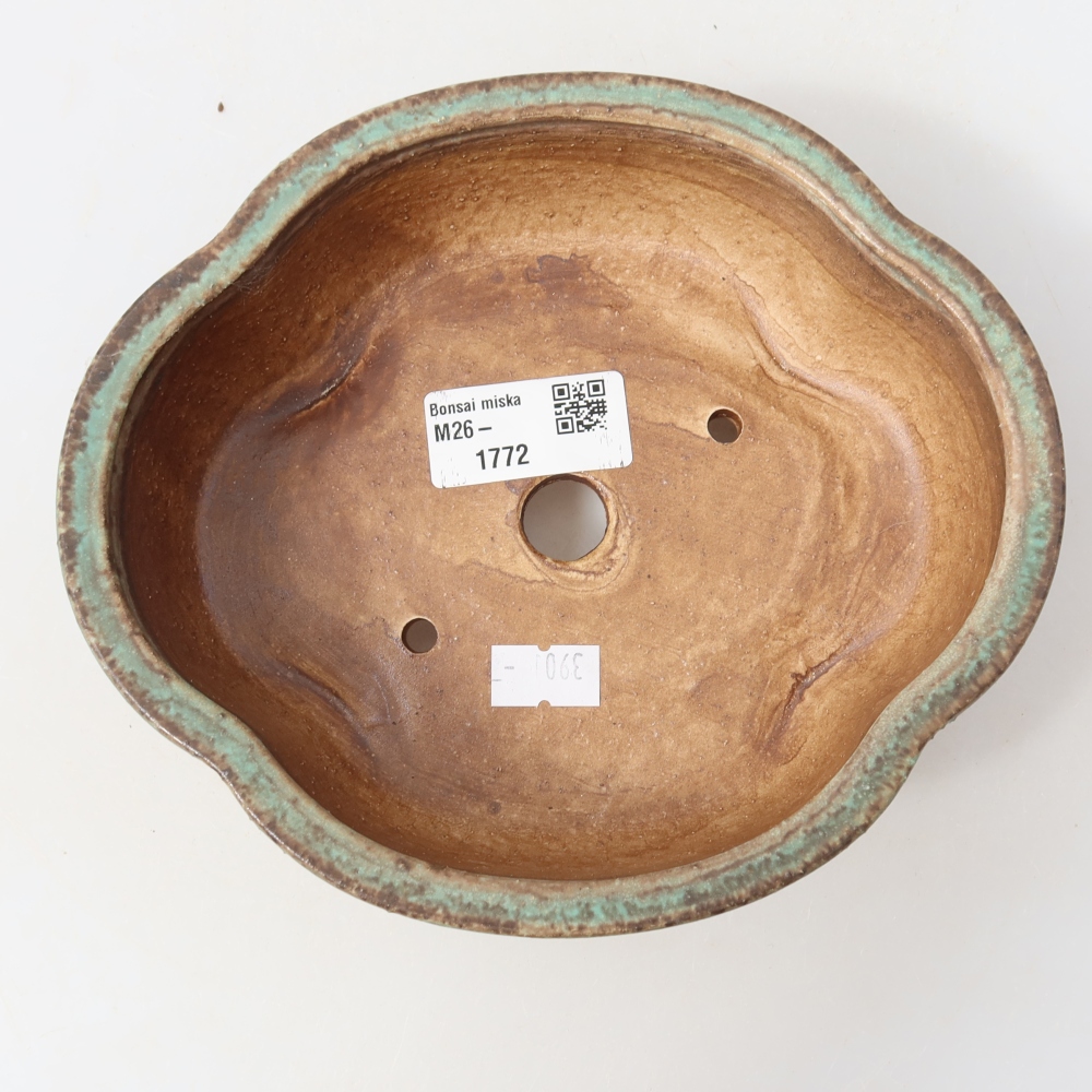 Keramische bonsaipot 17,5 x 15,5 x 5,5 cm, kleur groen