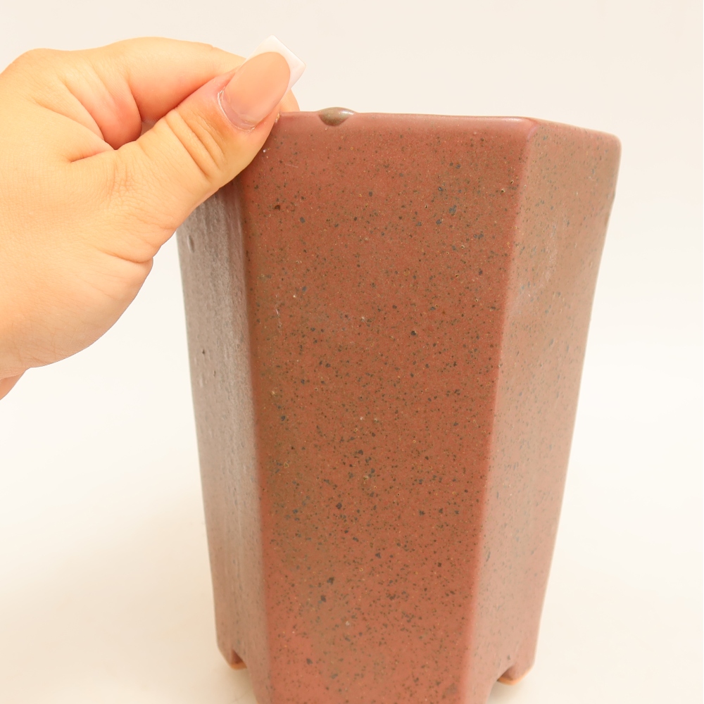 Keramische bonsaipot 13 x 12 x 17 cm, kleur: roze