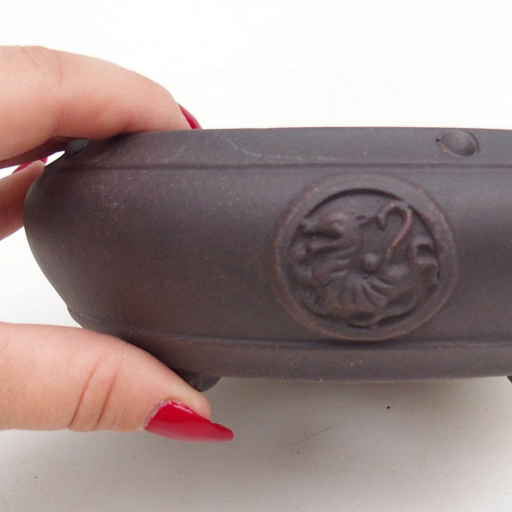 Bonsaischaal van keramiek 15,5 x 15,5 x 5 cm, kleur zwart