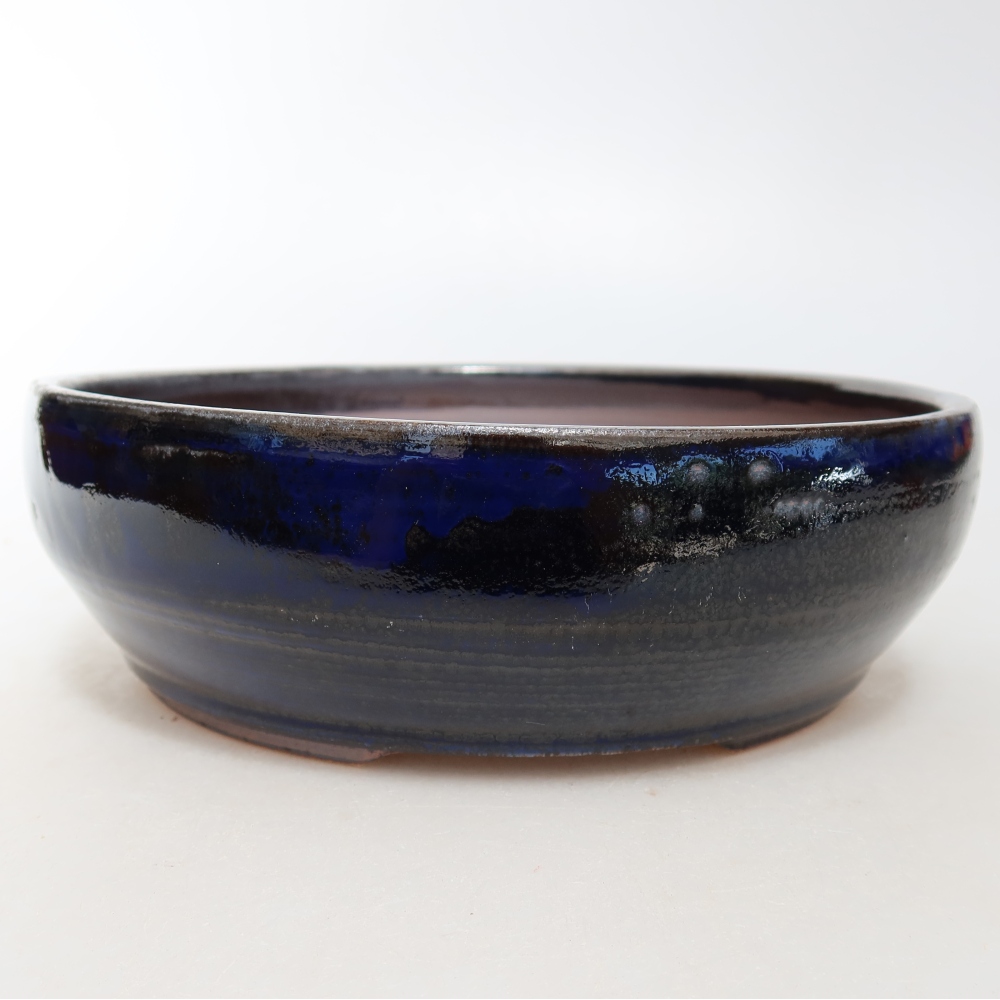 Bonsaischaal van keramiek 18 x 18 x 5,5 cm, kleur blauw