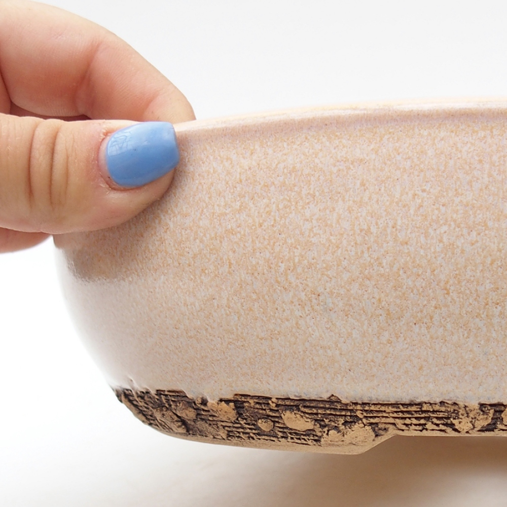 Bonsaischaal van keramiek 22 x 22 x 6 cm, roze