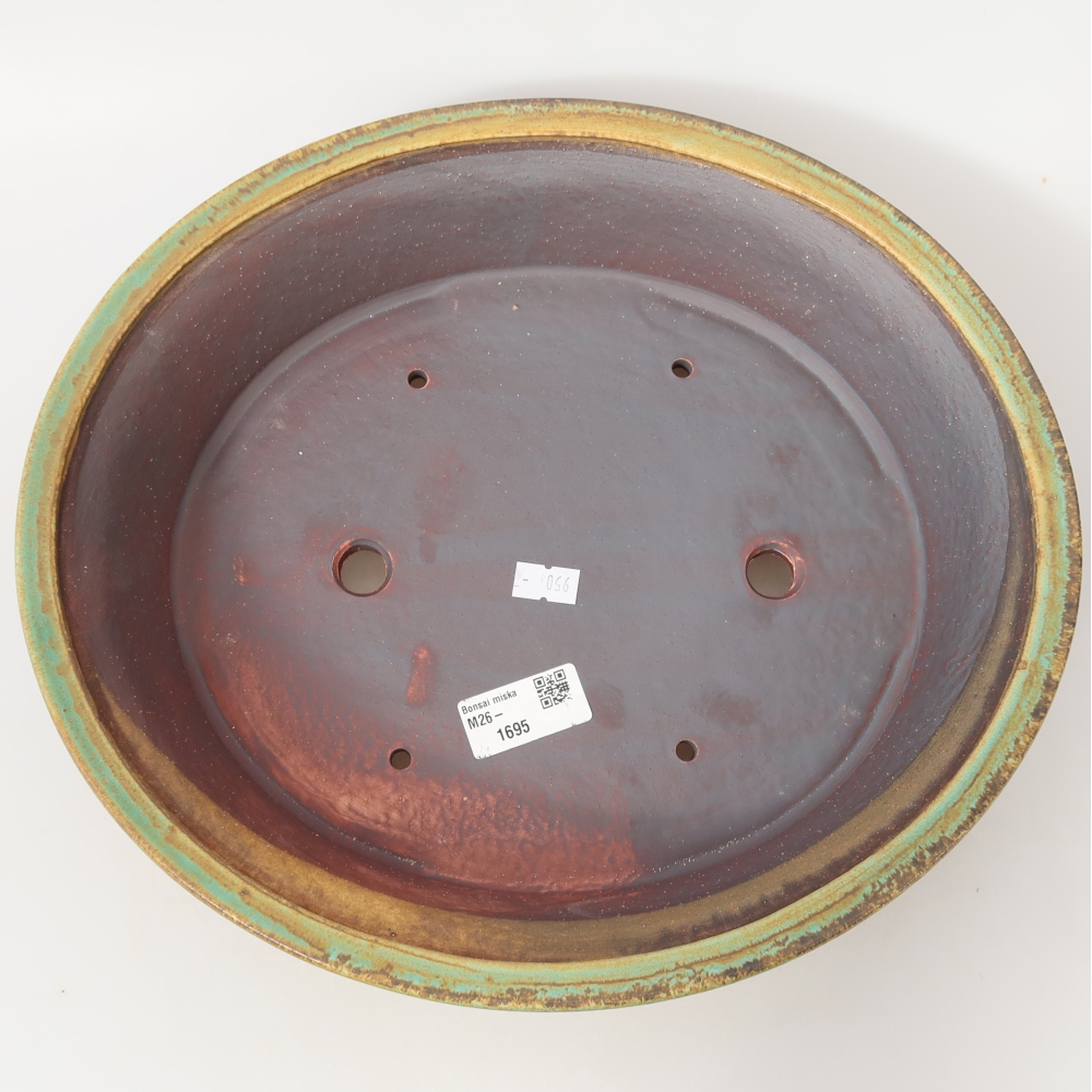 Keramische bonsaipot 31,5 x 28 x 7 cm, kleur: blauw