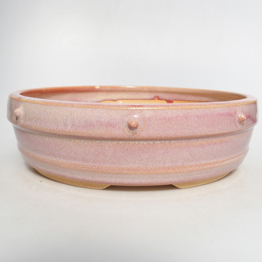 Bonsaischaal van keramiek 23 x 23 x 6,5 cm, roze
