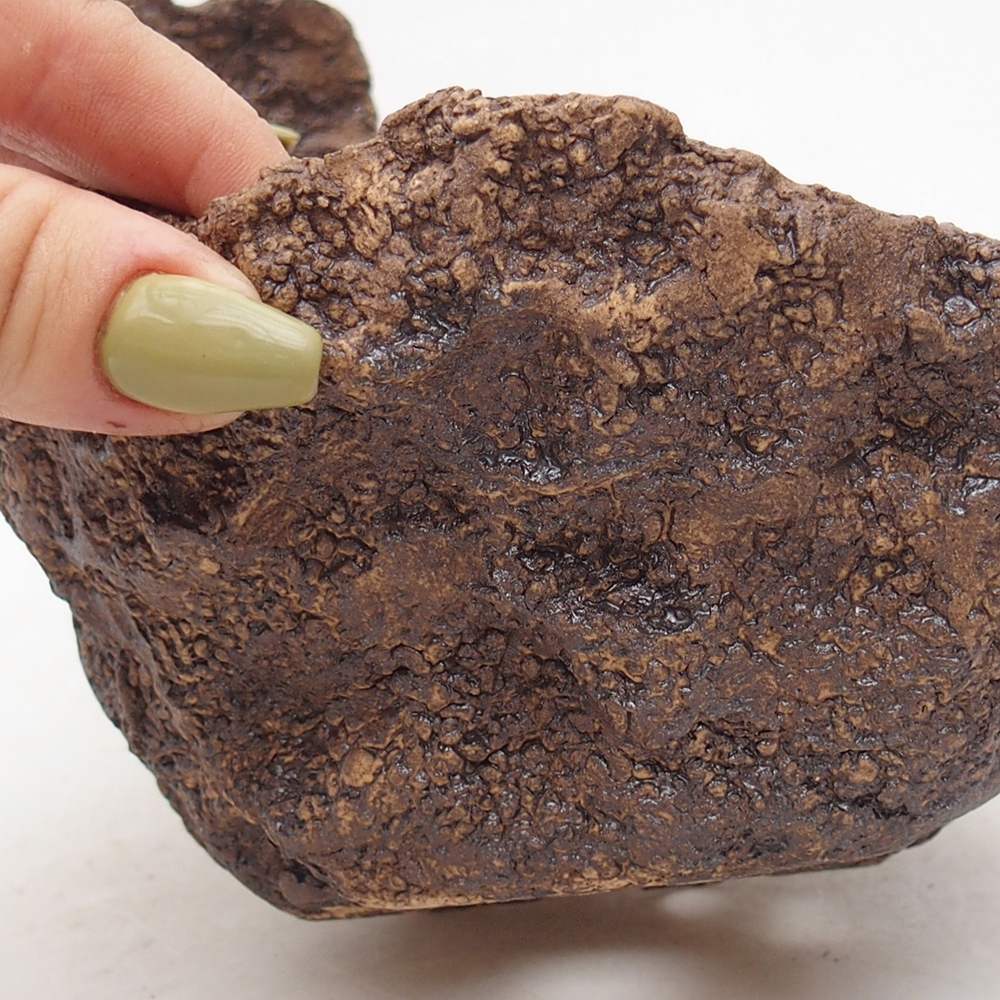 Keramische schaal 14 x 14 x 13 cm , kleur bruin