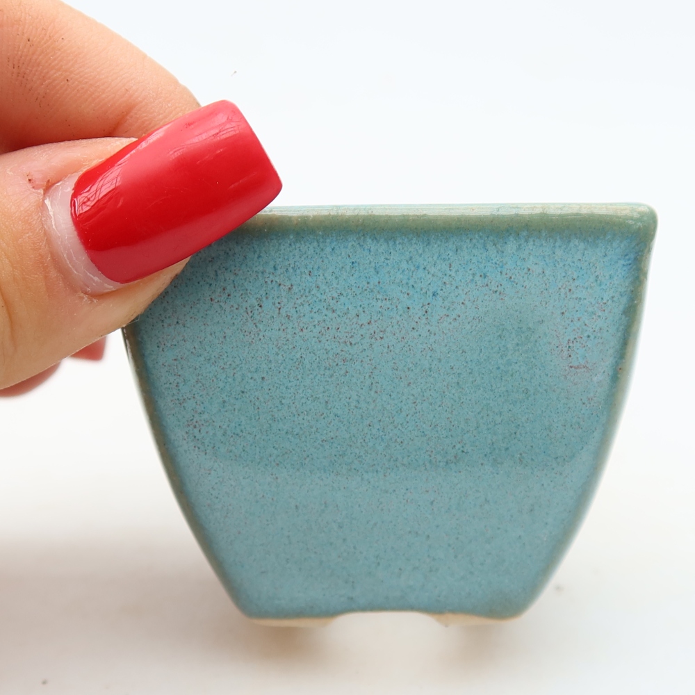 Bonsaischaal van keramiek 5,5 x 5,5 x 4,5 cm, kleur blauw