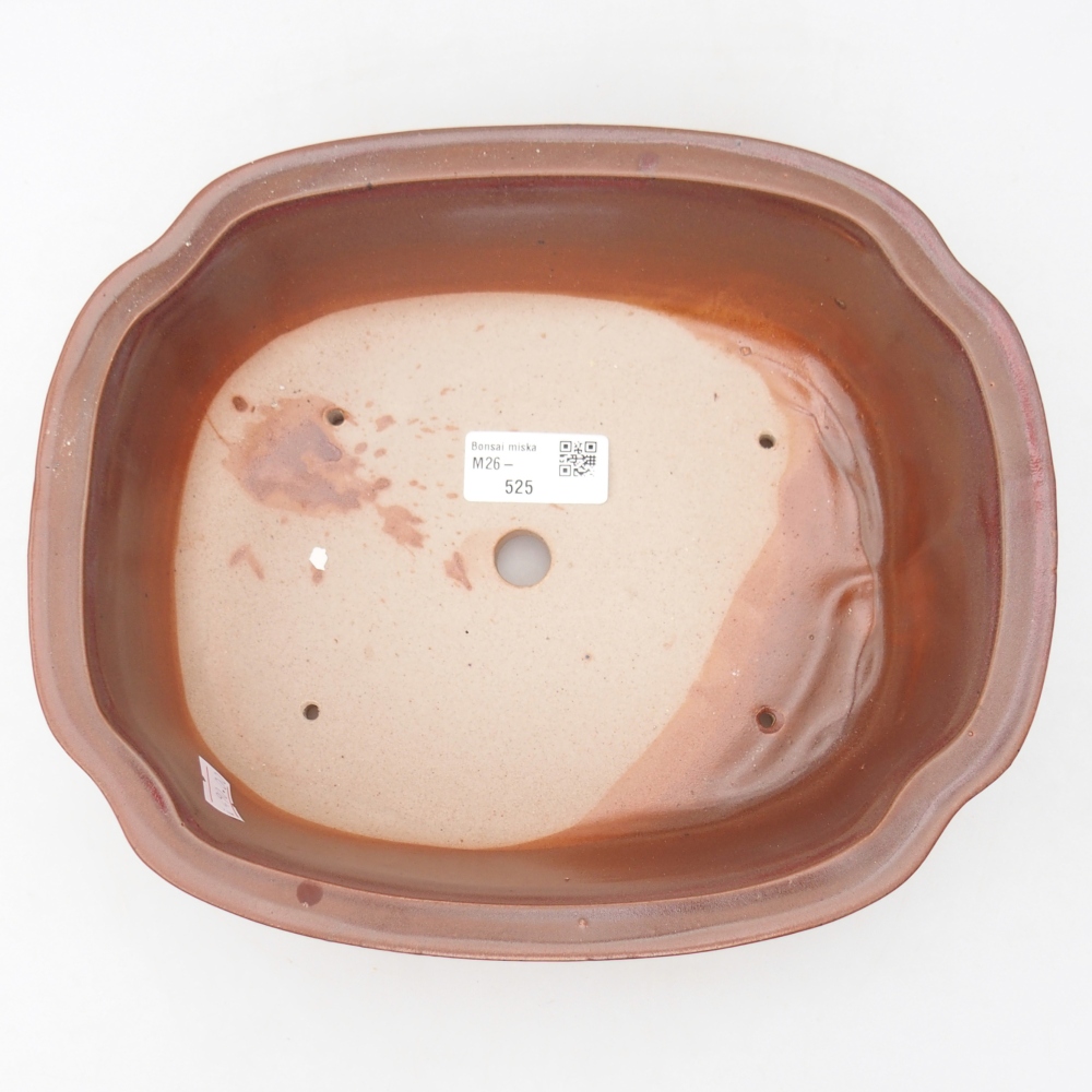 Bonsaischaal van keramiek 25 x 21 x 7,5 cm, kleur bordeauxrood
