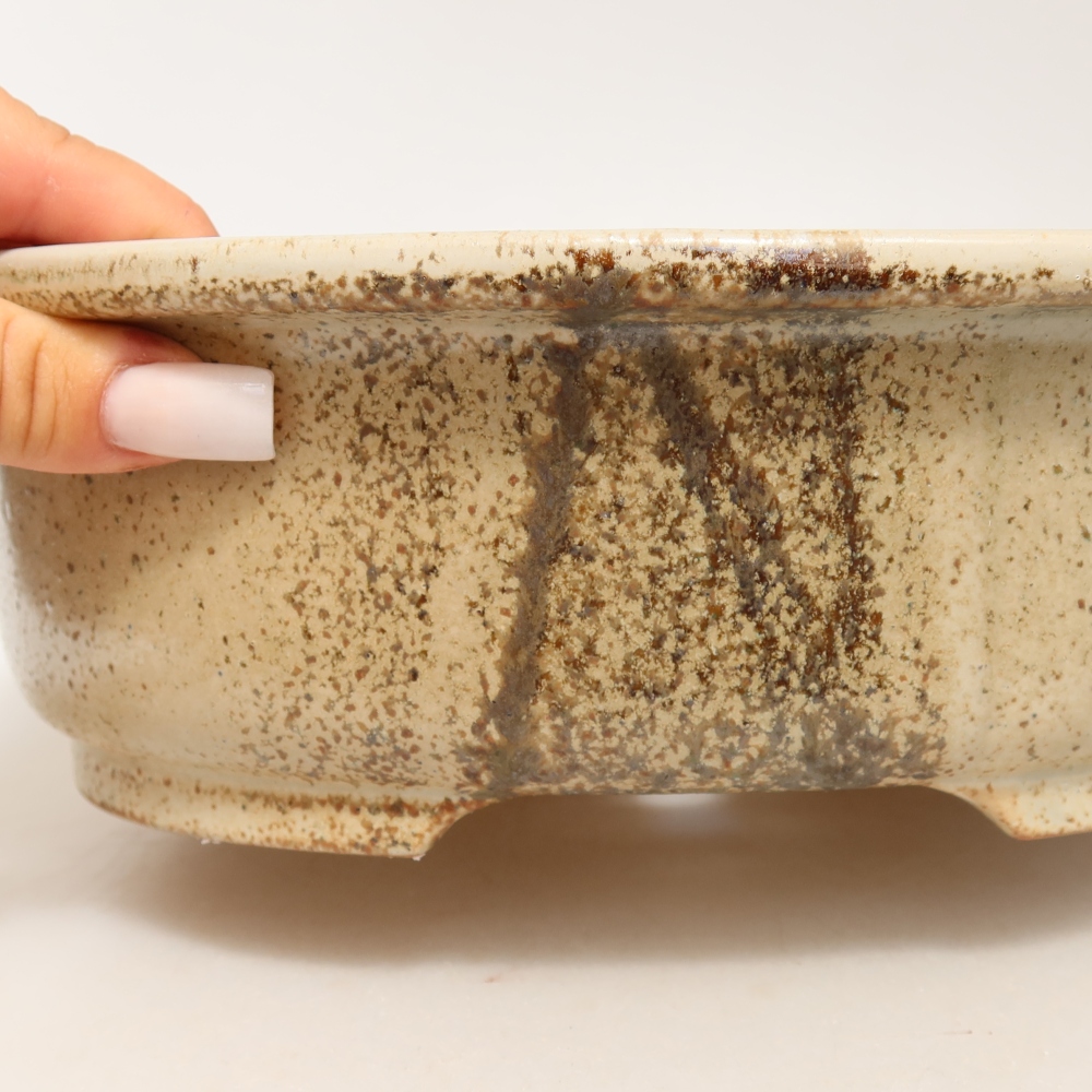 Bonsaischaal van keramiek 26 x 22 x 8 cm, kleur beige