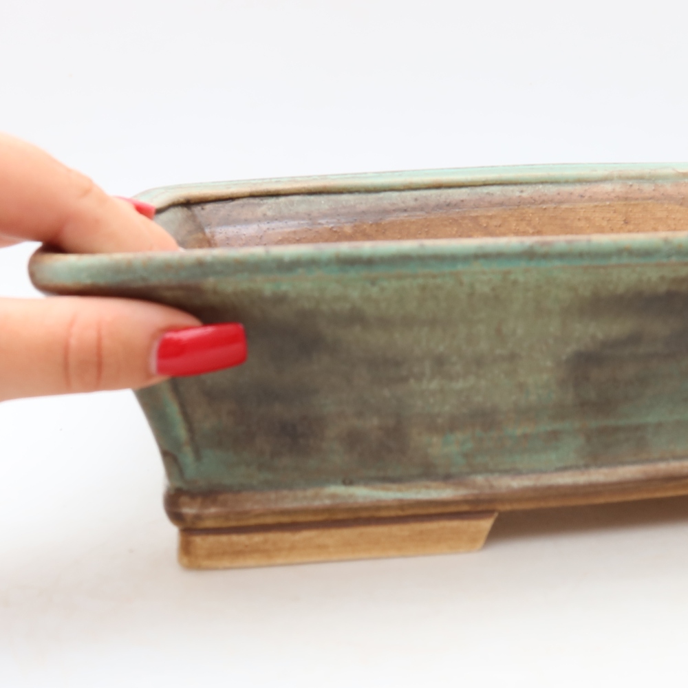 Keramische bonsaipot 29,5 x 24 x 8 cm, kleur groen