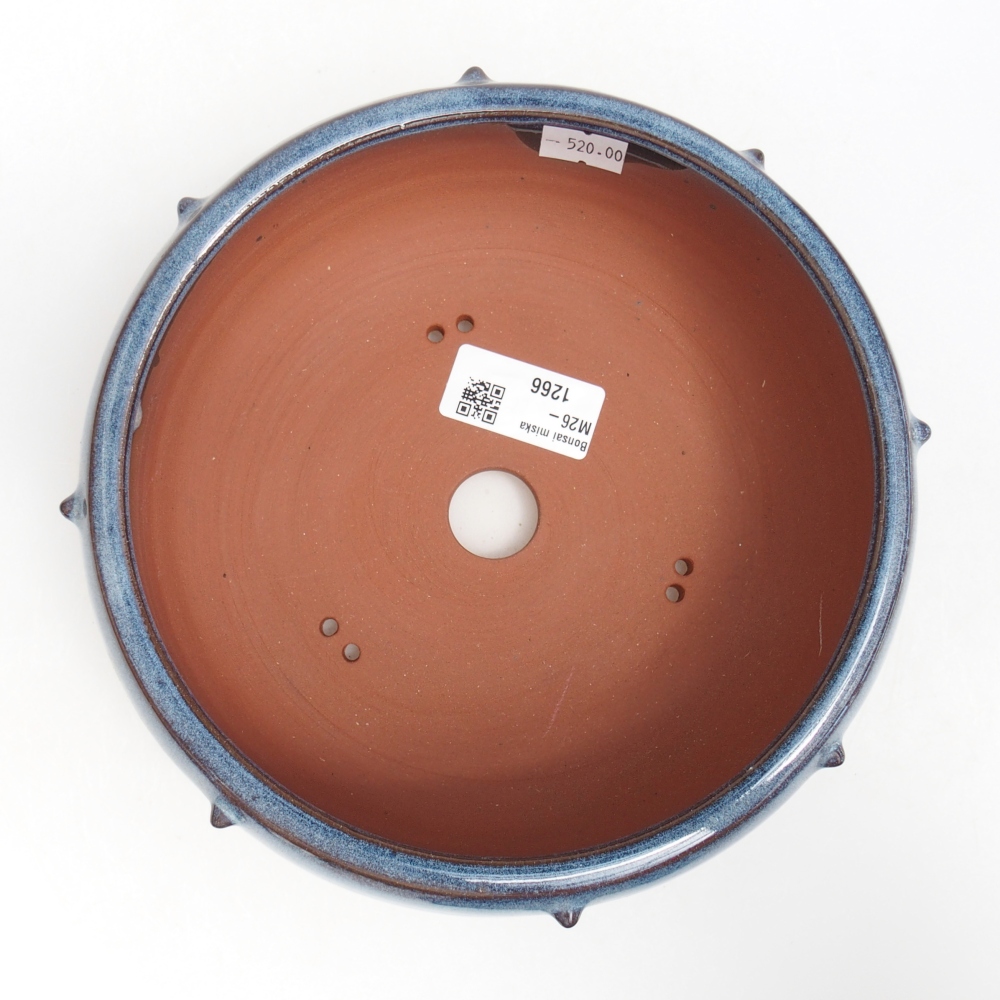 Bonsaischaal van keramiek 18,5 x 18,5 x 7 cm, kleur blauw