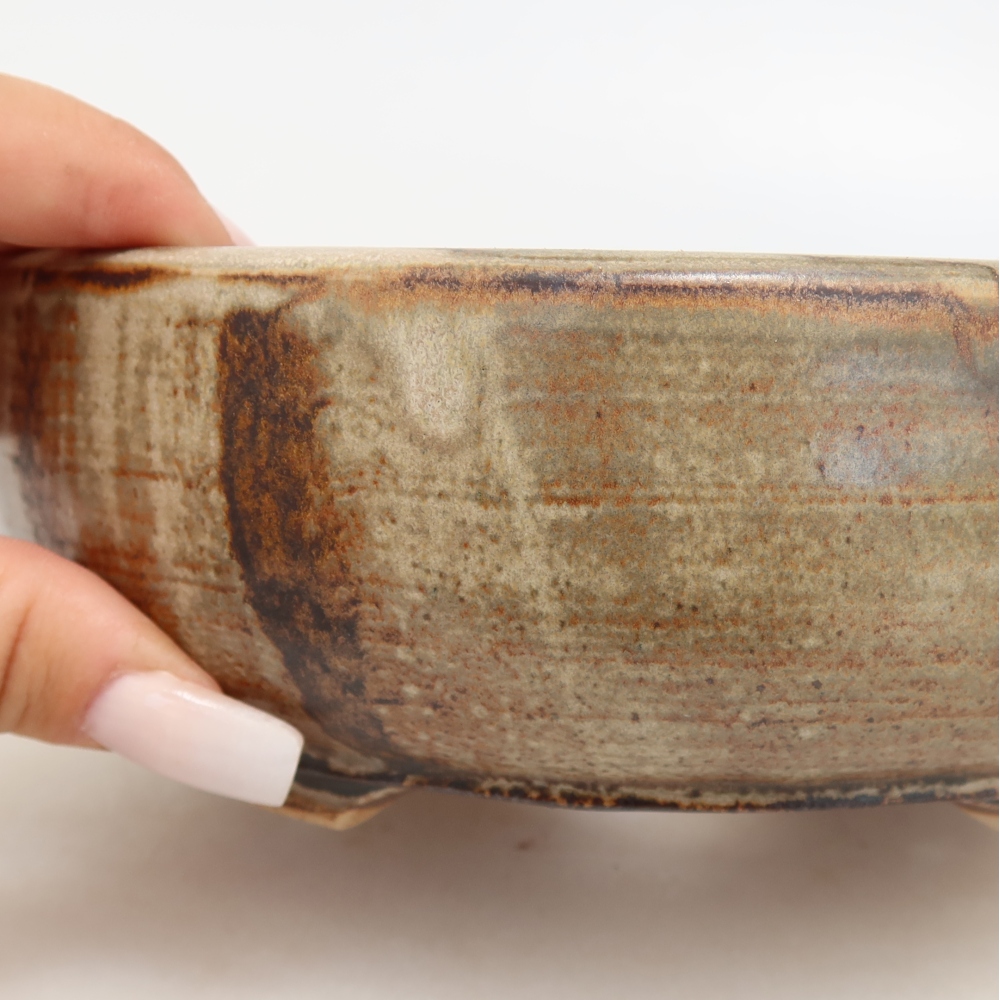 Keramische bonsaipot 17,5 x 17,5 x 6 cm, kleur bruin