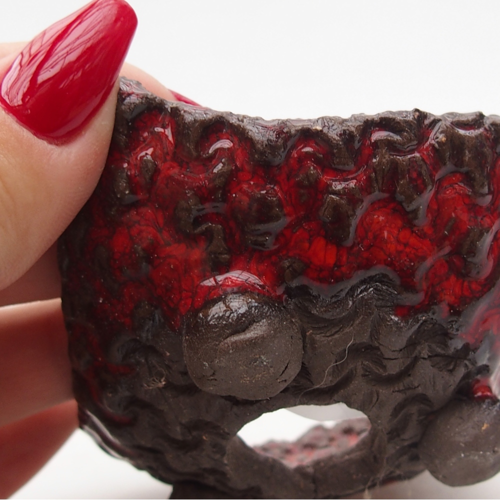 Keramisch Schelp 7,5 x 6 x 4 cm , kleur rood