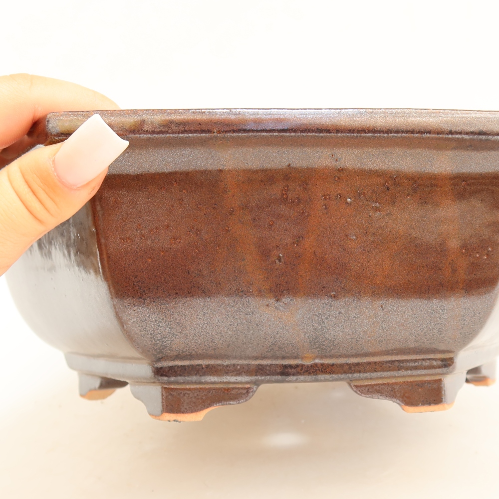Keramische bonsaipot 28 x 24,5 x 9 cm, kleur bordeauxrood