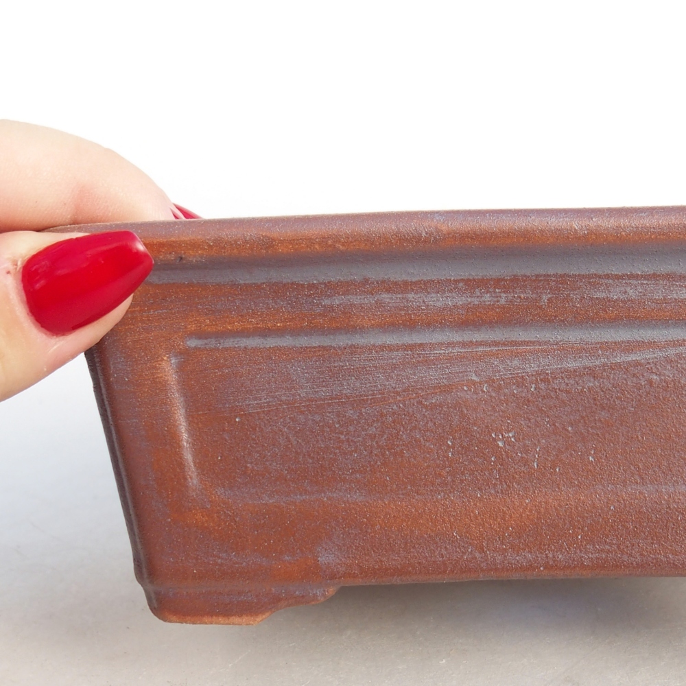 Bonsaischaal van keramiek 26 x 26 x 8 cm, kleur rood