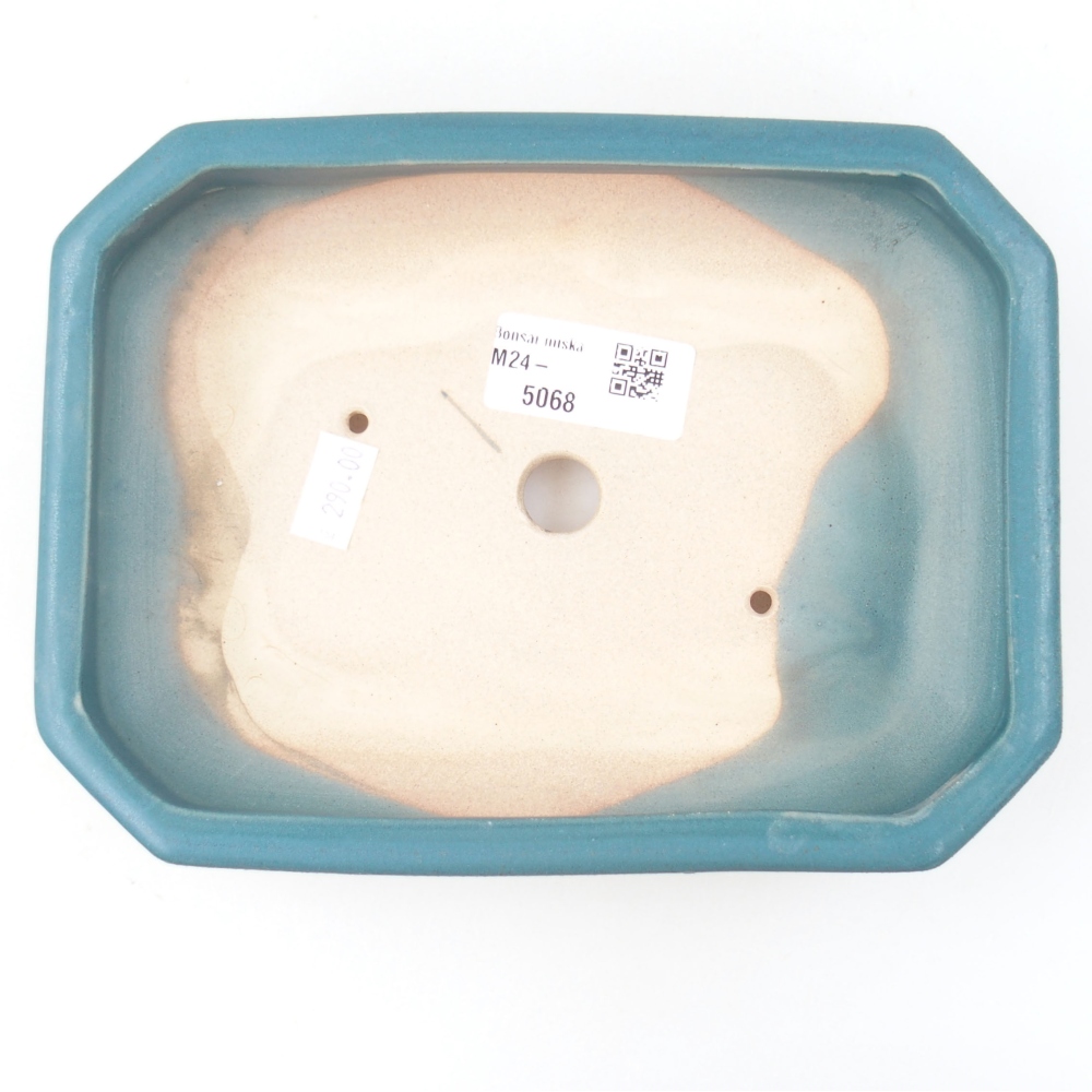 Bonsaischaal van keramiek 18,5 x 13,5 x 4 cm, kleur blauw