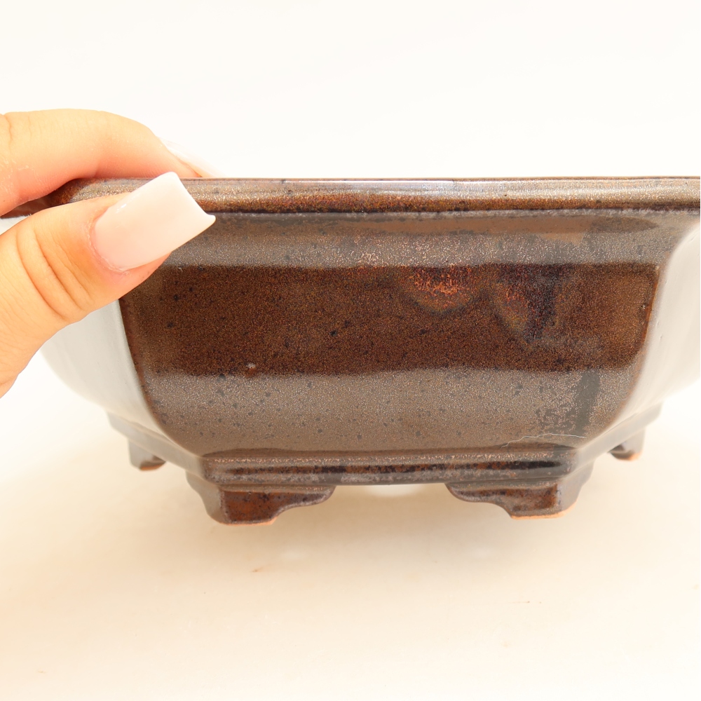 Keramische bonsaipot 24 x 21,5 x 7,5 cm, kleur bruin