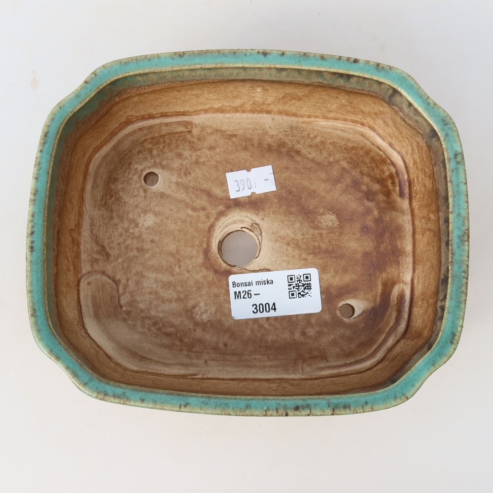 Bonsaischaal van keramiek 17,5 x 14,5 x 5 cm, groen
